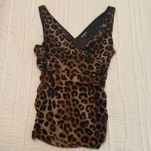 Animal Print V Neck Top-Express